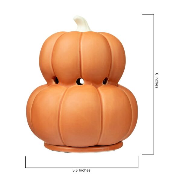 Stacked Pumpkins Ceramic Wax Warmer Fall Autumn Holiday Decor 7-inch Gift NEW - Picture 5 of 6
